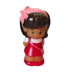 Fisher-Price Little People MIA Girl Figure Pink Bow Red Dress 2018